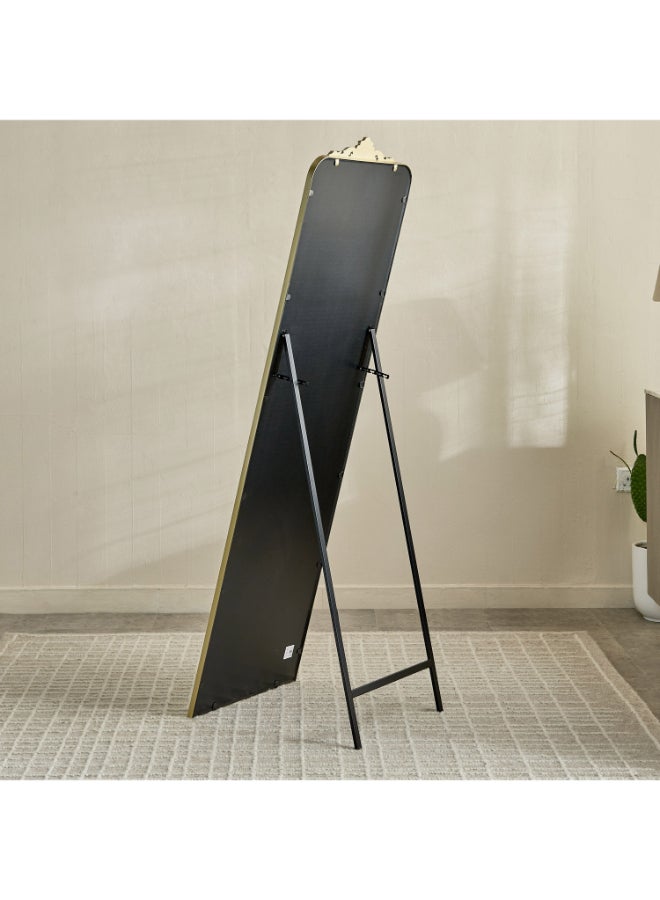 Home Box Metal Frame Floor Mirror with Resin Head - Gold - Image 2